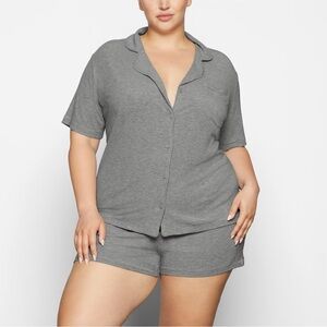 SKIMS Women’s Soft Lounge Short Sleeve Set Heather Gray Size Small